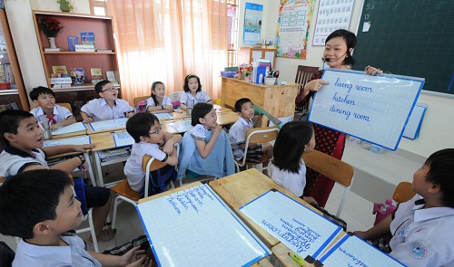 An English class at Truong Quyen Elementary School in District 3, Ho Chi Minh City Tuoi Tre