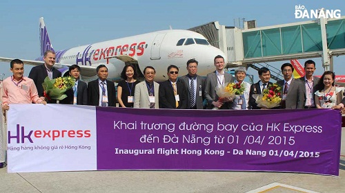 Representatives from the city authorities and some passengers from the first flight