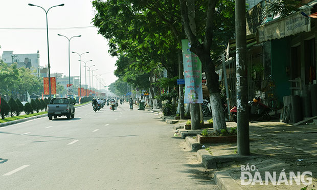 Người dân trên tuyến đường Tôn Đức Thắng (phường Hòa Khánh Nam) đã góp tiền xây dựng hố cây và trồng hoa hai bên đường.