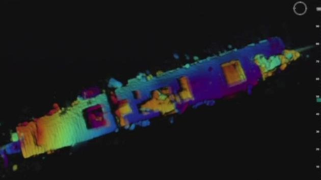 Hình ảnh rađa của tàu sân bay USS Independence dưới đáy Thái Bình Dương. (Ảnh: NOAA) 