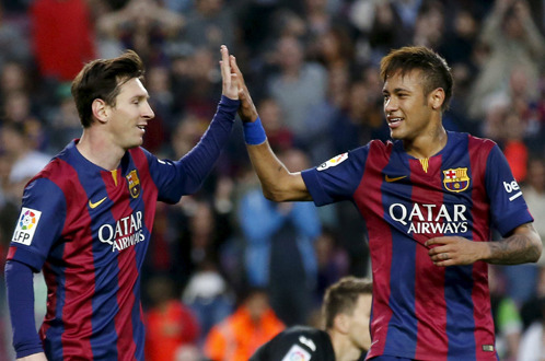 Messi và Neymar ăn mừng bàn thắng vào lưới Getafe - Ảnh: Reuters