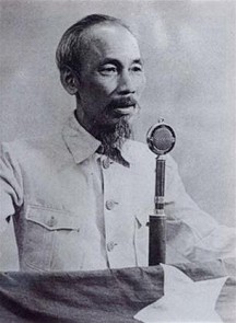 Late Vietnamese President Ho Chi Minh is seen reading the Declaration of Independence in 1945