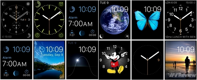 Khá nhiều mặt đồng hồ cho người dùng lựa chọn nhưng bạn chưa thể sử dụng những bức ảnh của riêng mình để làm hình nền cho Apple Watch 