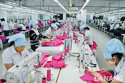 Workers in a local garments and textiles company