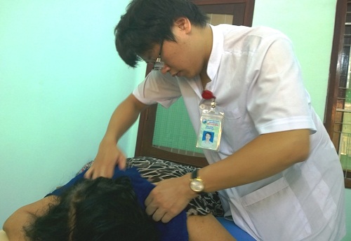 A patient being treated in the newly-opened facility