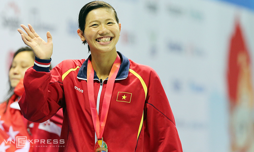 Ánh Viên thi đấu 11 nội dung bơi tại SEA Games năm nay, đoạt tám HC vàng cá nhân và lập tám kỷ lục. Ảnh: Đức Đồng.