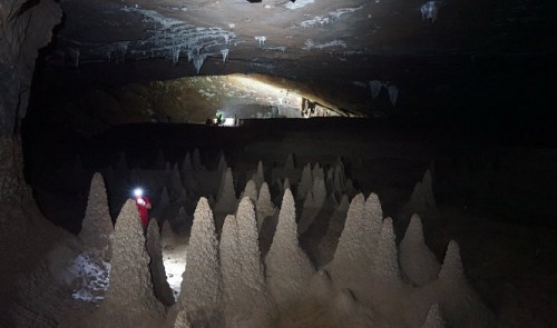 The magnificent water stalagmites inside Va Cave, part of the UNESCO-recognized Phong Nha-Ke Bang Park,