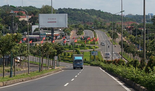 National Highway 14 in Gia Nghia Town in Dak Nong Province in the Central Highlands region