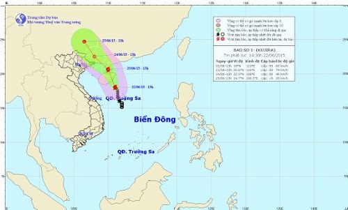 The predicted movement of Storm Kujira (Photo: the Centre for Hydro-Meteorological Forecasting)