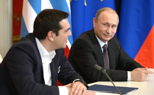 Thủ tướng Hy Lạp  - Alexis Tsipras và Tổng thống Nga - Vladimir Putin. Ảnh: Russia Mission