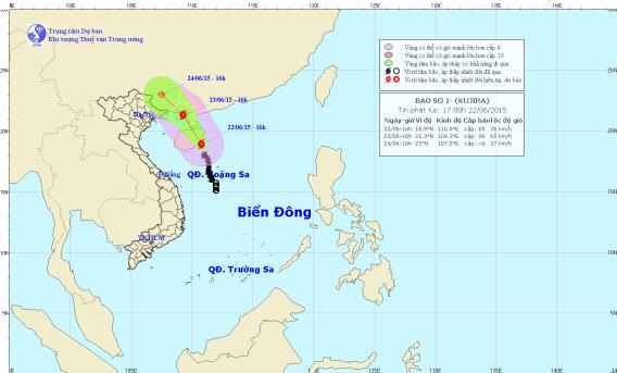 Vị trí của cơn bão