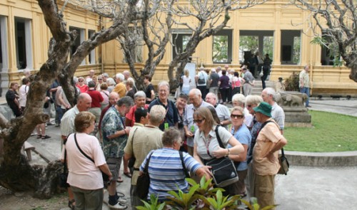 Foreign tourists are seen at the Museum of Cham Sculpture in Da Nang