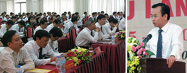 Đồng chí Nguyễn Xuân Anh phát biểu chỉ đạo đại hội. 								Ảnh: THANH SƠN