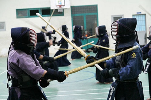 Swordsmen practice at Le Hong Phong Kendo Club in District 5, Ho Chi Minh City.