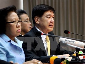 Spokesman of the Office of the Attorney General Wanchai Roujanavong at the press conference 