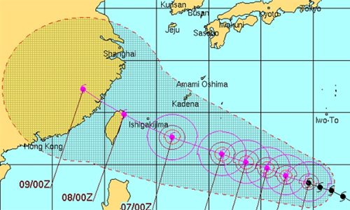 Đường đi dự kiến của siêu bão Soudelor. Đồ họa: JTWC