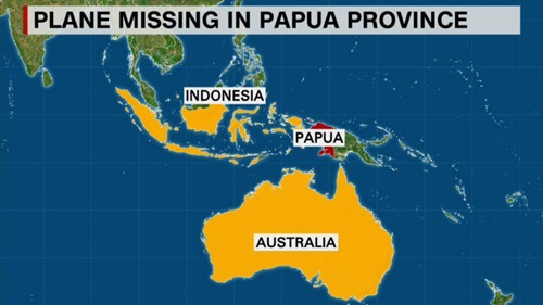 Papua, nơi máy bay mất liên lạc. Đồ họa: CNN