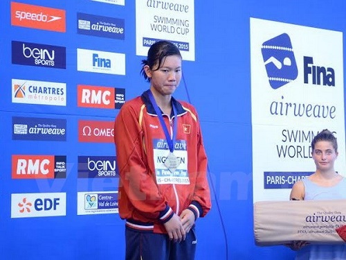 Nguyen Thi Anh Vien bags bronze at the women’s 400-metre individual medley event. (Photo: VNA)