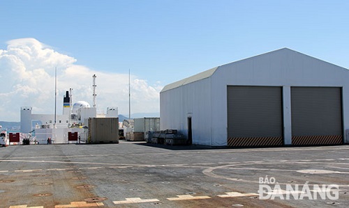   A helipad for transferring patients onto the ship