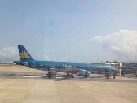 A Vietnam Airlines plane at Pleiku Airport in Gia Lai Province. 