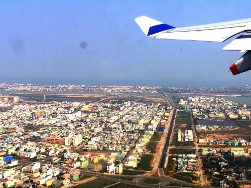 The city viewed from an aircraft.