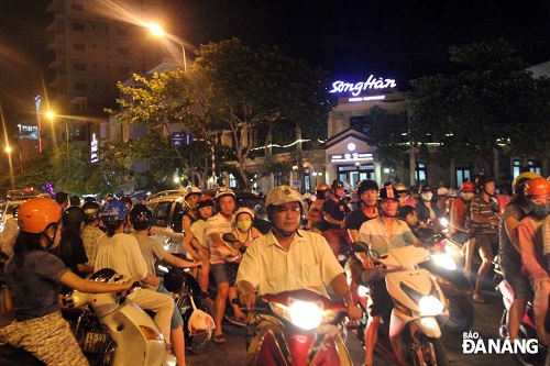 A street crowded with local residents