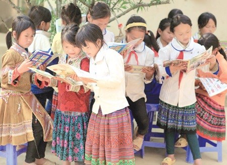 Ethnic minorities students of the Man Than Primary School in the northern mountainous province of Lao Cai (Photo: VNS)