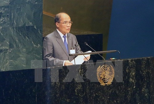 NA Chairman Nguyen Sinh Hung delivered a speech at the opening session of the 4th World Conference of Speakers of Parliament (Source: VNA)