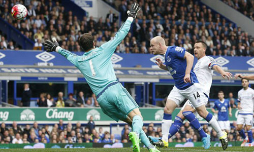 Naismith đánh đầu tung lưới Chelsea mở tỷ số. Ảnh: Reuters.