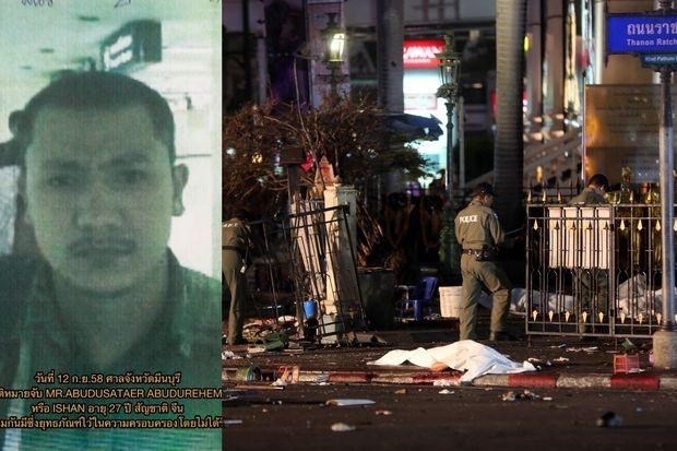 Nghi can Abudusataer Abudureheman và hiện trường vụ đánh bom ở Bangkok. (Nguồn: bangkokpost.com)