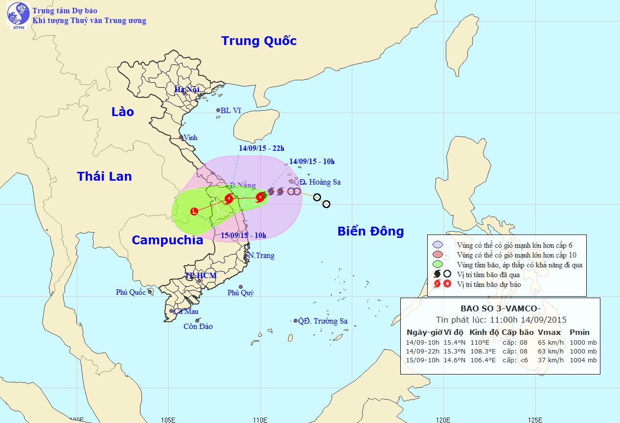Vị trí bão số 3
