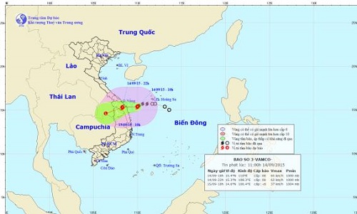 The predicted movement of the storm