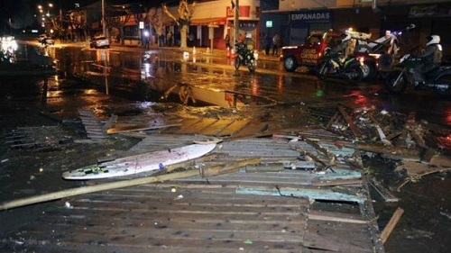 Some buildings were reportedly damaged, and debris was seen strewn on the streets