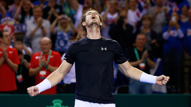 Niềm vui của Murray sau khi đưa Anh lọt vào chung kết Davis Cup 2015 - Ảnh: Reuters