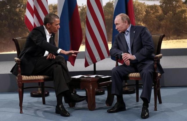 Tổng thống Mỹ, Barack Obama và Tổng thống Nga, Vladimir Putin từng có cuộc gặp gỡ song phương vào ngày 17-6-2013 tại Bắc Ireland . Ảnh: REuters