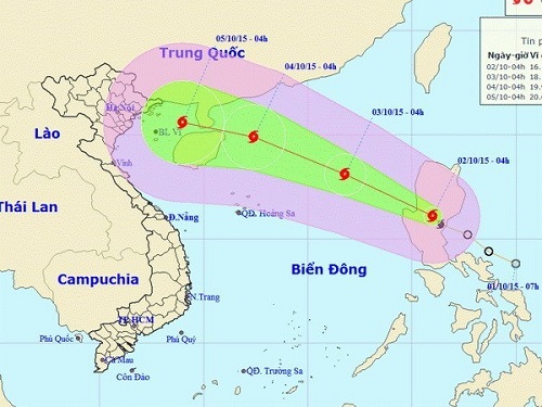 The moving map of the Tropical storm Mujigae 