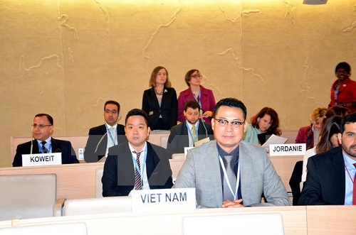 Ambassador Nguyen Trung Thanh at a session of the United Nations Human Rights Council (Source: VNA)