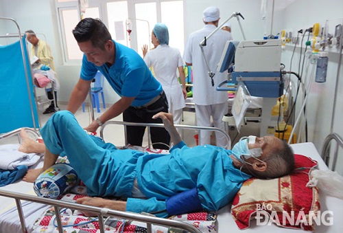 A patient being treated at the hospital