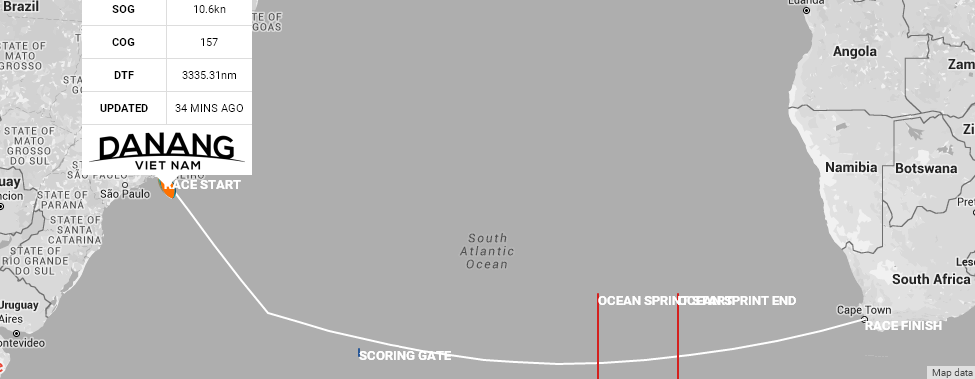 Hải trình từ Brazil đến Cape Town, Nam Phi dài 3.417 hải lý.