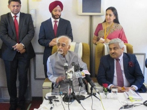 Indian Vice President Mohammad Hamid Ansari meets with the media in Indonesia (Source: Thehindu.com)