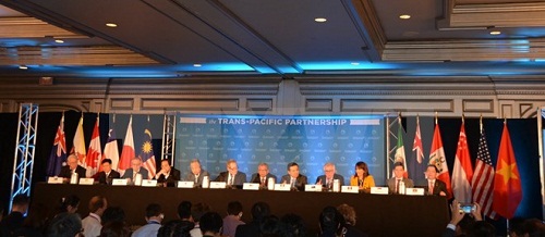 A press conference in US announces the conclusion of the TPP negotiations (Photo: Xinhua/VNA)