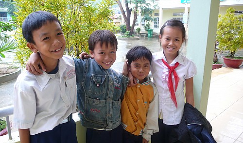 Children are pictured in Hoa Vang District, Da Nang City