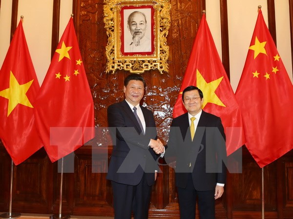 Chủ tịch nước Trương Tấn Sang hội đàm với Tổng Bí thư, Chủ tịch nước Trung Quốc Tập Cận Bình. 
