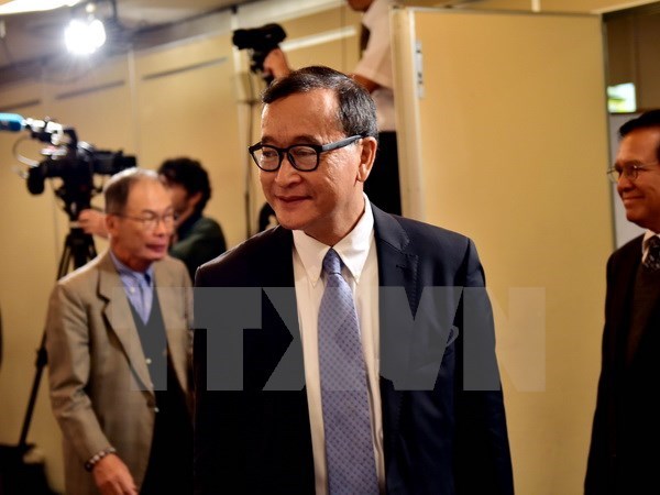 Ông Sam Rainsy tại một cuộc họp báo ở thủ đô Tokyo của Nhật Bản ngày 10-11. (Nguồn: AFP/TTXVN)