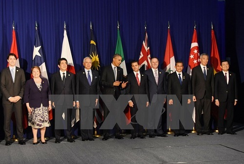 President Truong Tan Sang (first right) and TPP leaders in a photo at the event