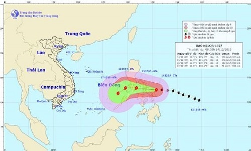 Typhoon Melor entered the East Sea on early December 16