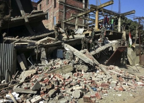 A number of buildings have collapsed in the city of Imphal