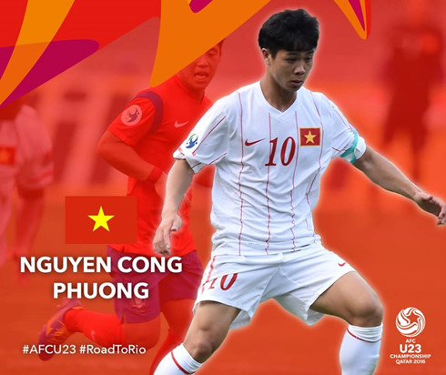 Hình ảnh Công Phượng trên trang chủ của AFC. 