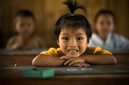 Em bé trong lớp học ở Bắc Quang, Hà Giang.