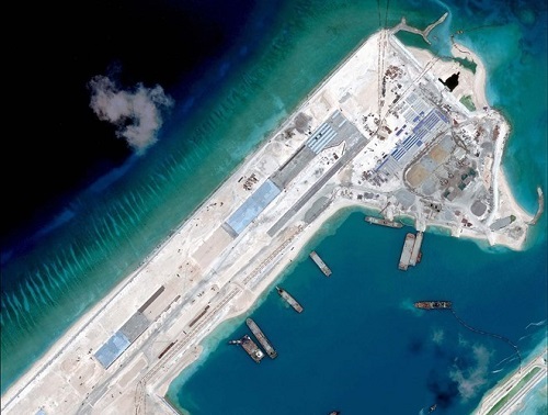 A satellite photo of Fiery Cross Reef (Photo: CSIS)